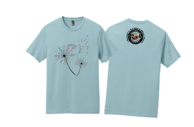 Dandelions Bikes - Olivia Fundraiser Shirt - District T-shirt Blue Fog Adult sizes