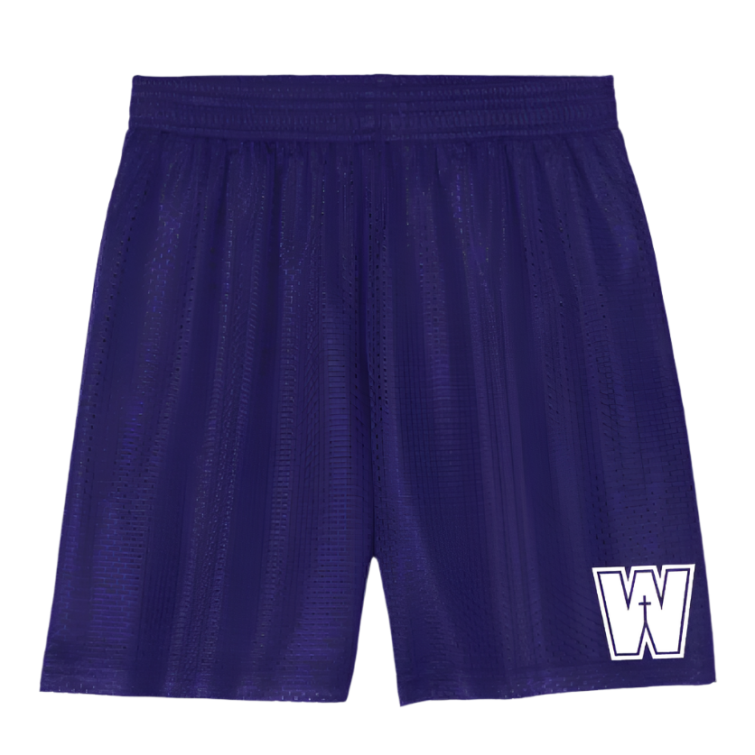 NEW Sport-Tek® ADULT PosiCharge® Mesh 7” Short Purple with W logo