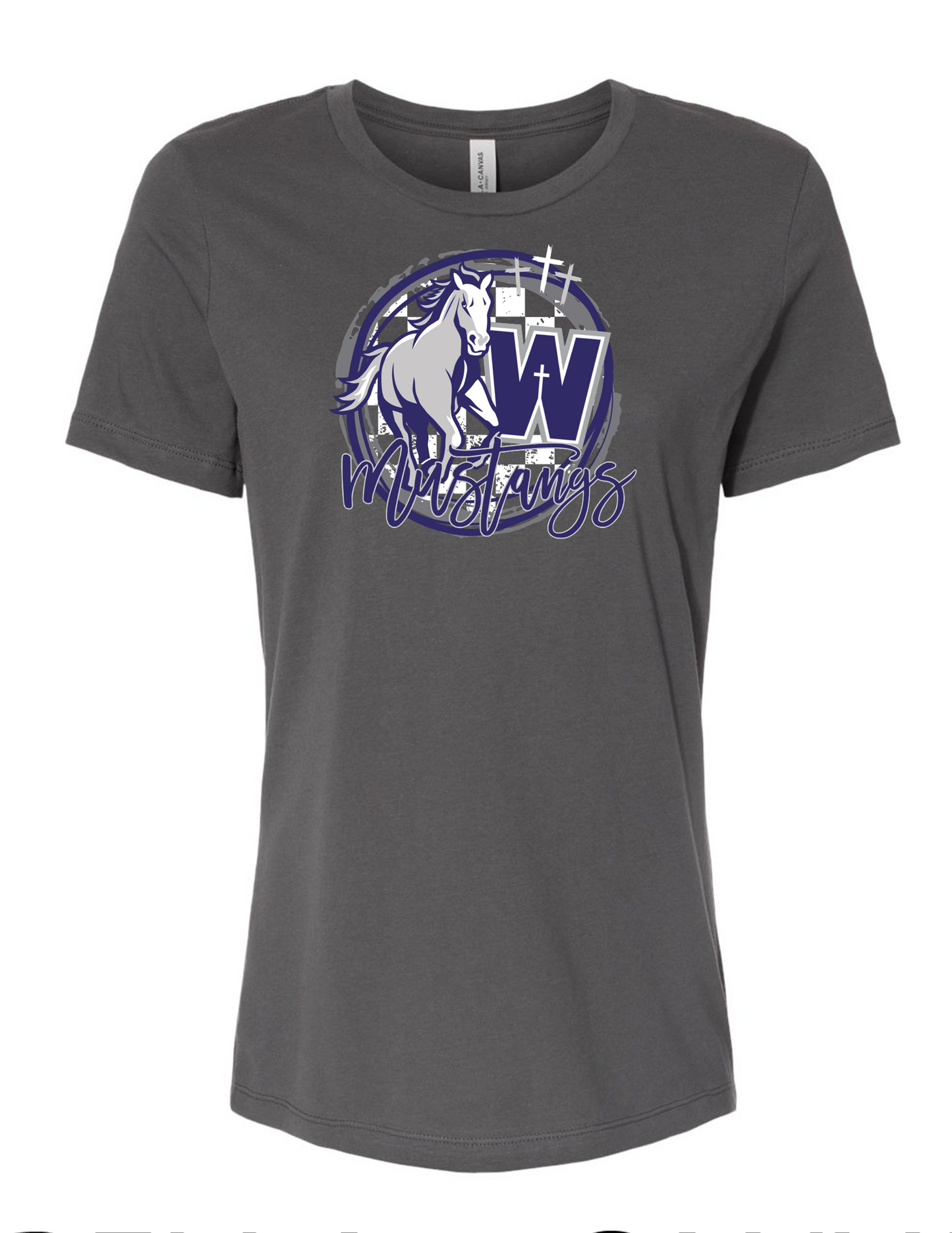 Mustang Circle Graphic T-shirt - Womens - Black, Grey, White - Gildan Soft Style Women's T-shirt