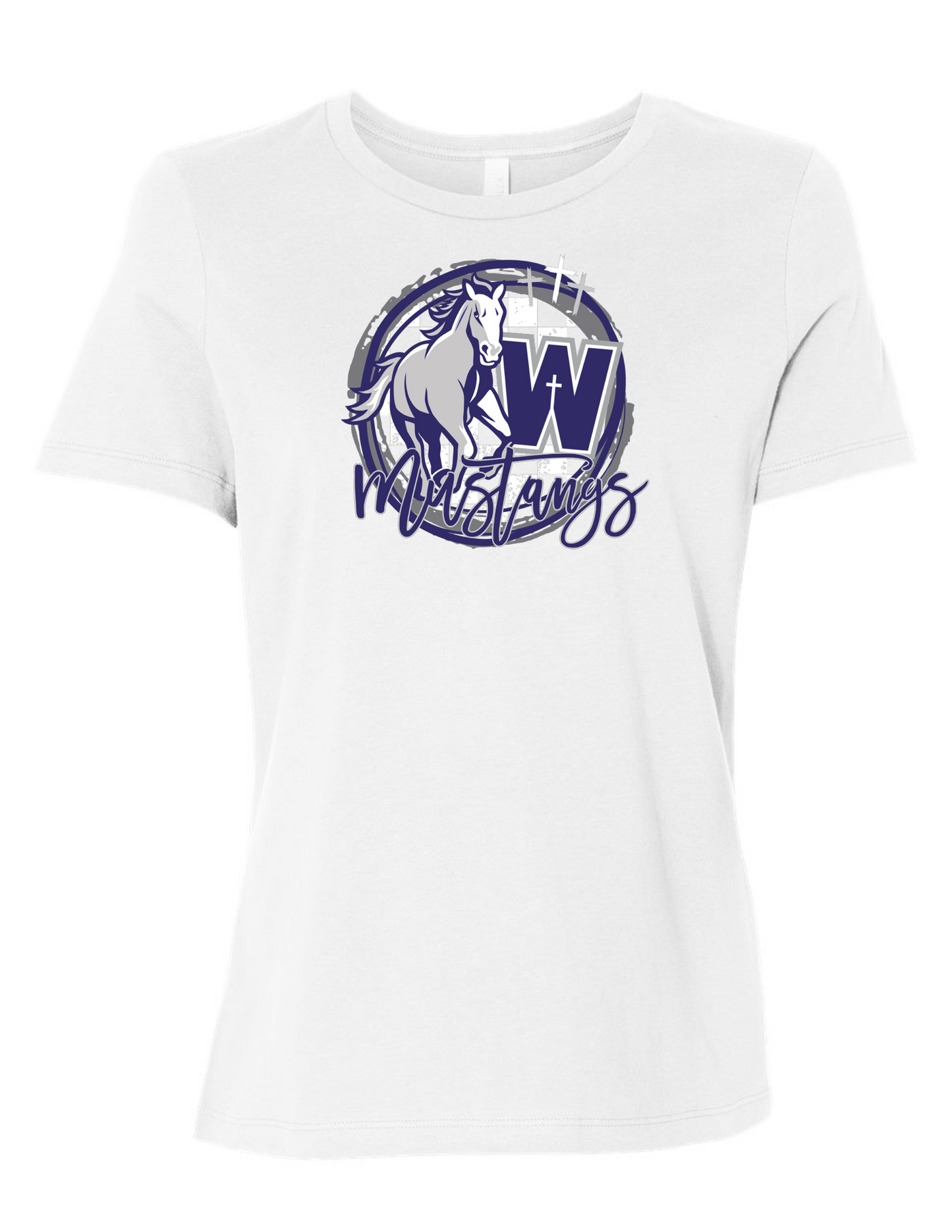 Mustang Circle Graphic T-shirt - Womens - Black, Grey, White - Gildan Soft Style Women's T-shirt