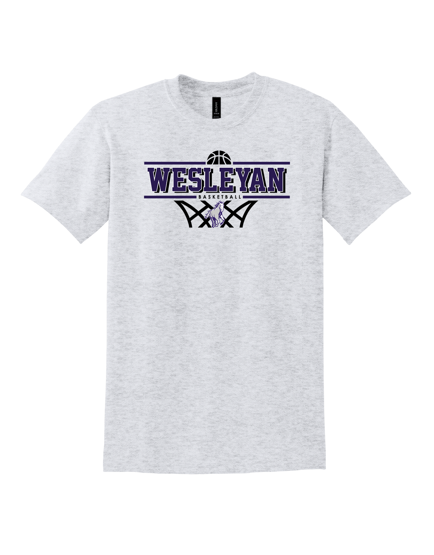 Wesleyan Basketball Ash Gildan Dry Blend Shirt