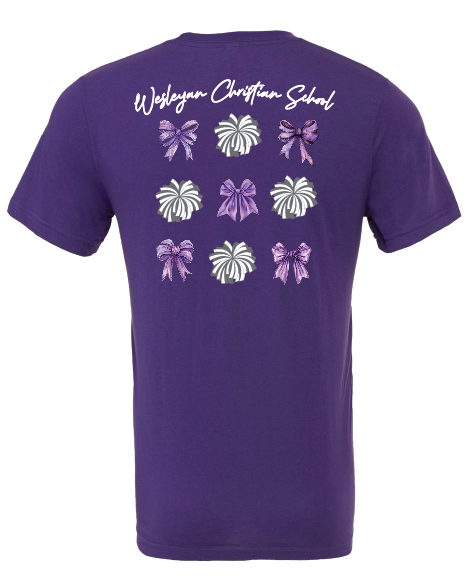Cheer Bows Adult T-shirts - Team Purple and Vintage White Colors - BELLA+CANVAS 3001