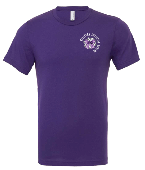 Cheer Bows Adult T-shirts - Team Purple and Vintage White Colors - BELLA+CANVAS 3001