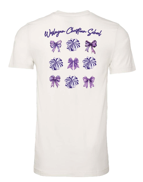 Cheer Bows Adult T-shirts - Team Purple and Vintage White Colors - BELLA+CANVAS 3001