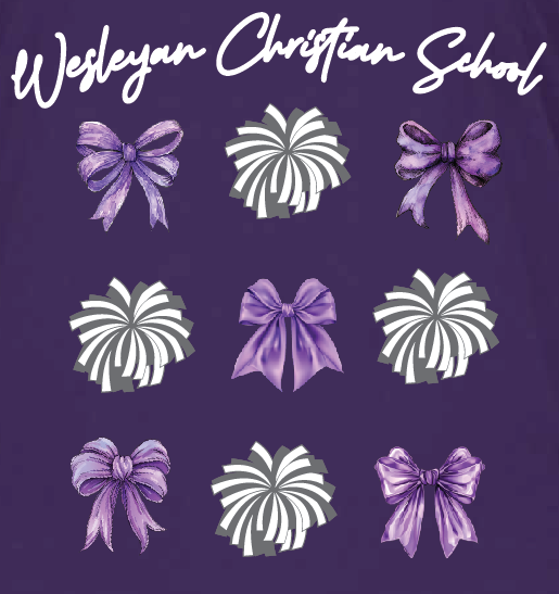 Cheer Bows Adult T-shirts - Team Purple and Vintage White Colors - BELLA+CANVAS 3001