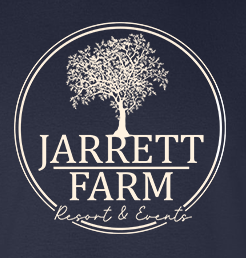 Jarrett Farm Circle Logo - Navy Gildan Soft style shirt