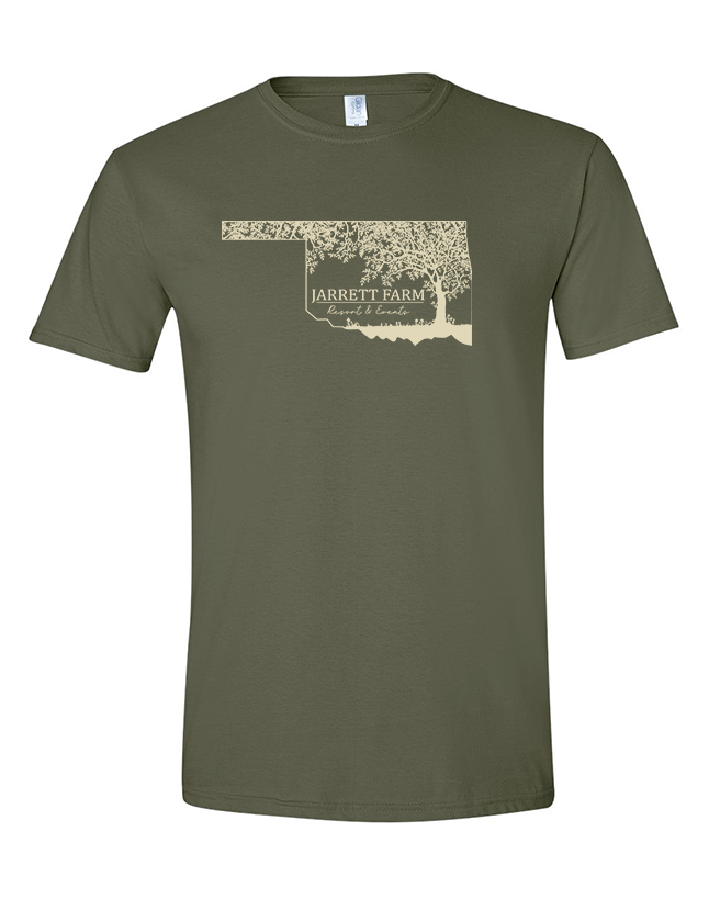 Jarrett Farm - Oklahoma Shirt Military Green Color - Gildan Soft style