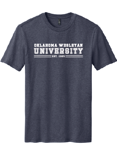 OKWU University Shirt - Gold Heather, Heather Navy, and Flint Blue Heather - District Perfect Blend CVC - DM108 (Copy)