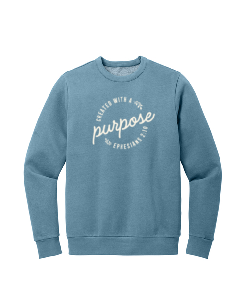 Masterpiece and Purpose Fleece Crew neck - Dusk Blue and Gusty Grey - Adult size