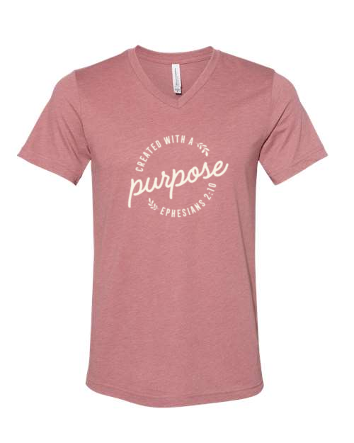 Women's Conference MADE WITH A PURPOSE V-neck shirt - BELLA+CANVAS 3005CVC - Heather Mauve