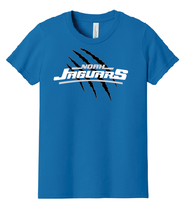 Noah Jaguars Logo with Claw Bella+Canvas T-shirt - Adult, Youth, and Toddler Sizes - Grey, White, Black and Royal