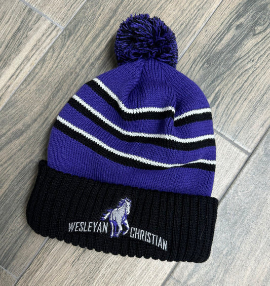 Richardson - Pom Cuffed Beanie with embroided  Wesleyan Christian School