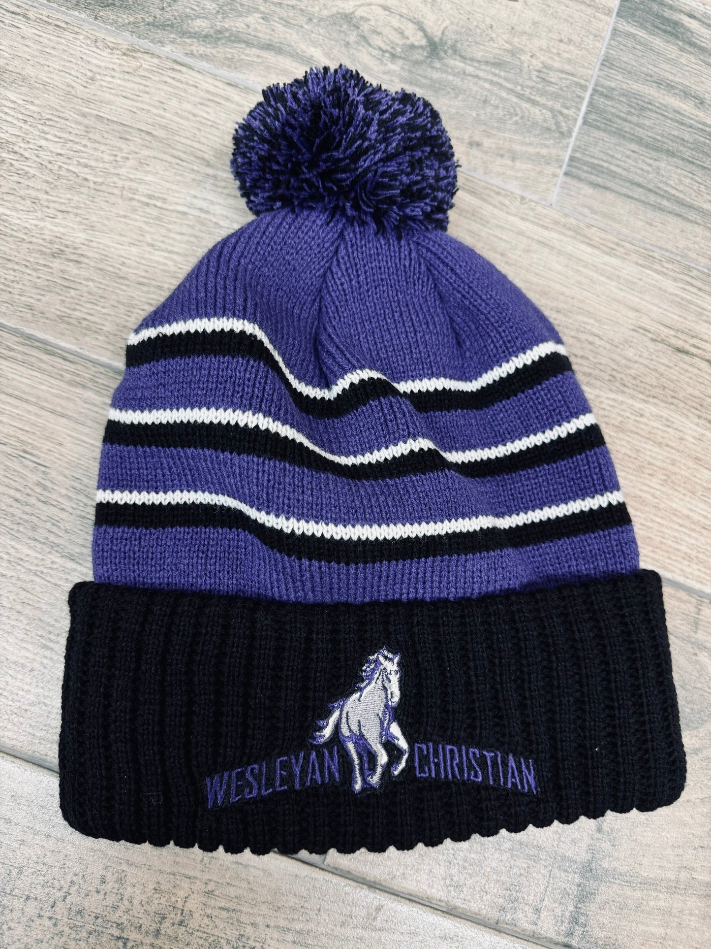 Richardson - Pom Cuffed Beanie with embroided  Wesleyan Christian School