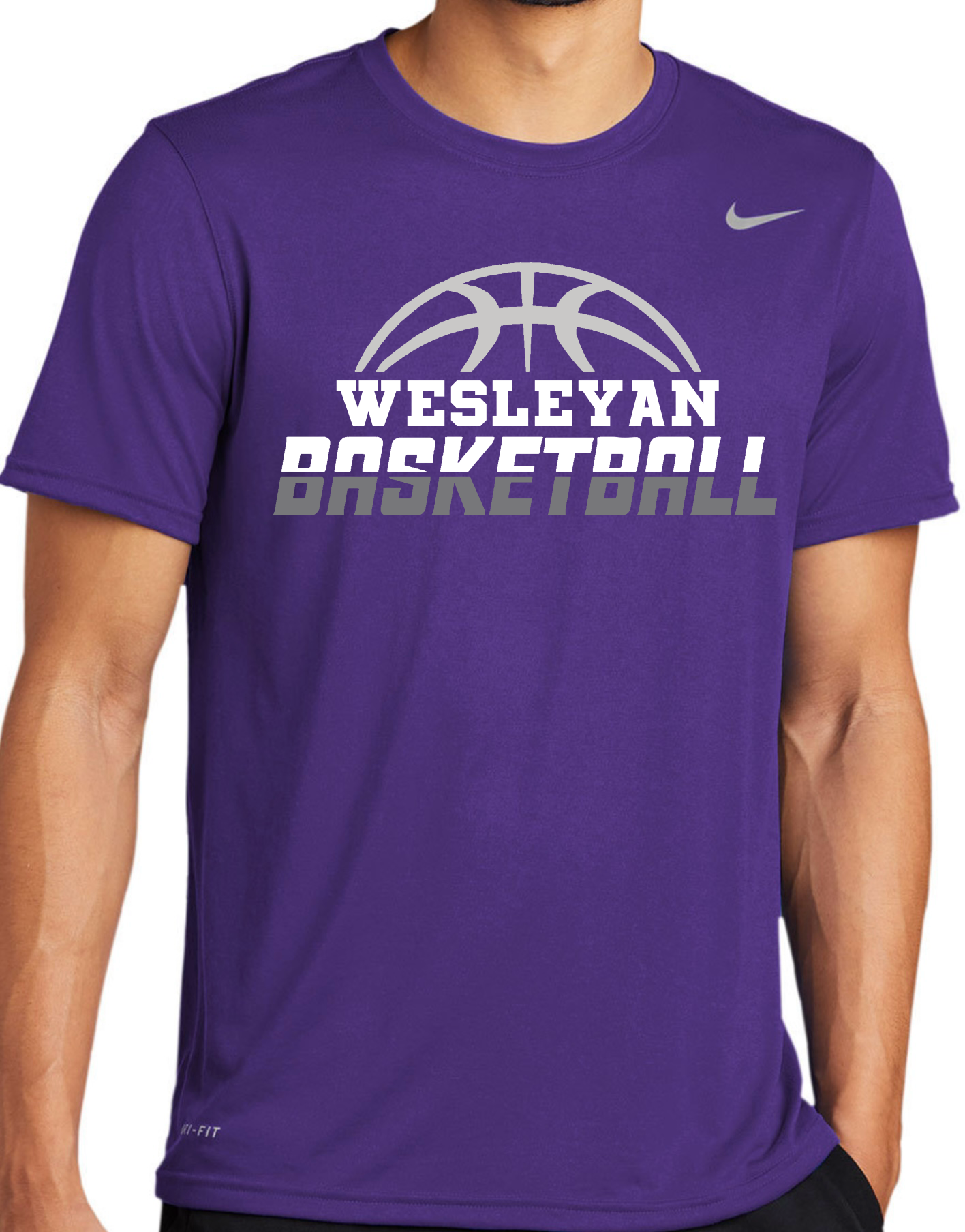 Wesleyan Basketball Nike rLegend Shirt - Purple and Black - Adult and Youth sizes (DV7299, DV7317)