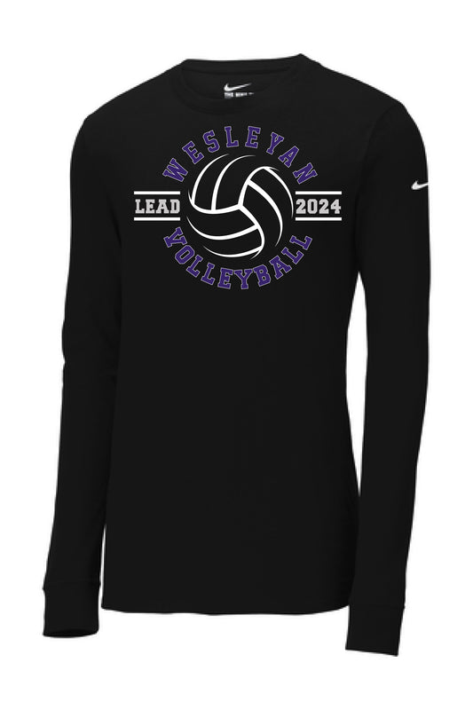 Wesleyan Volleyball Lead 2024 - Nike Dri-FIT Cotton/Poly Long Sleeve Tee Black