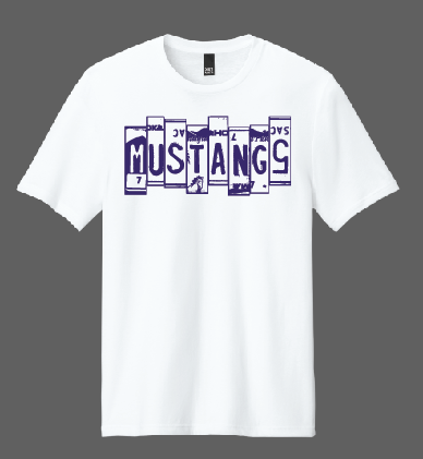 Licenses Plate Mustangs T-shirt - White, Grey, and Black Variant
