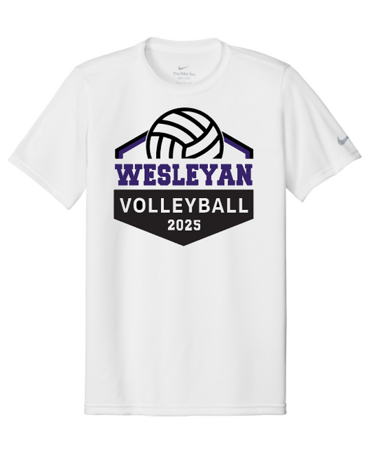 Wesleyan Volleyball 2025 - White Nike Swoosh Sleeve rLegend Tee - NKDX8730