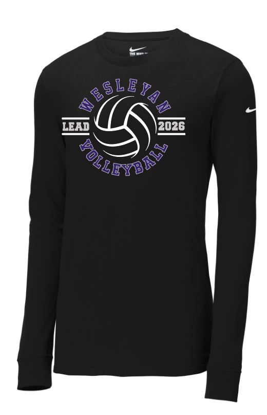 Wesleyan Volleyball Lead 2026 Nike Dri-FIT Cotton/Poly Long Sleeve Tee Black