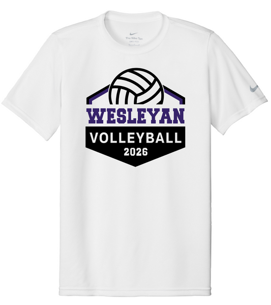 Wesleyan Volleyball 2026 - White Nike Swoosh Sleeve rLegend Tee - NKDX8730
