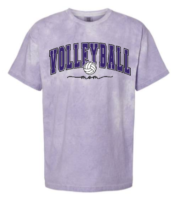 Volleyball Mom T-Shirt - Comfort Colors - Texture and Solid color shirts - White, Grey, Texture Grey, and Purple