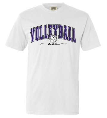 Volleyball Mom T-Shirt - Comfort Colors - Texture and Solid color shirts - White, Grey, Texture Grey, and Purple