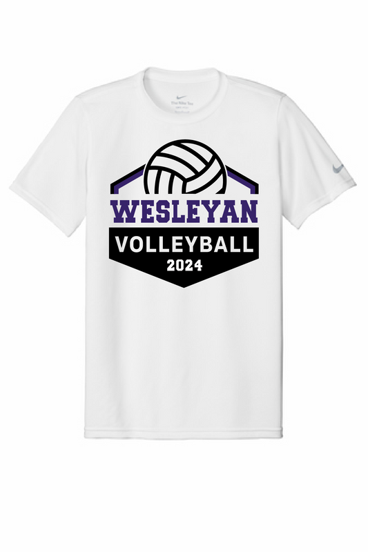 Wesleyan Volleyball White Nike Swoosh Sleeve rLegend Tee