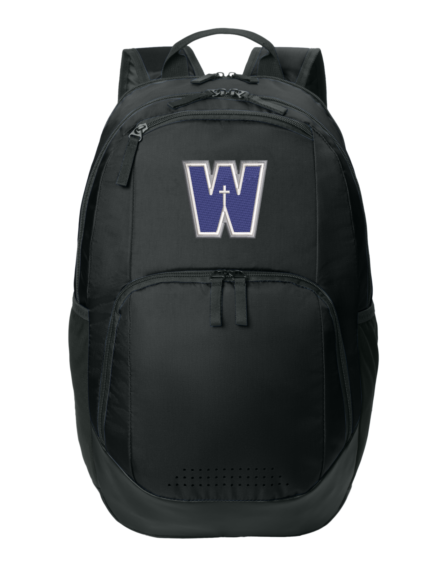 Wesleyan Logo Embroidered Sport-Tex Rec Black Backpack (BST200)