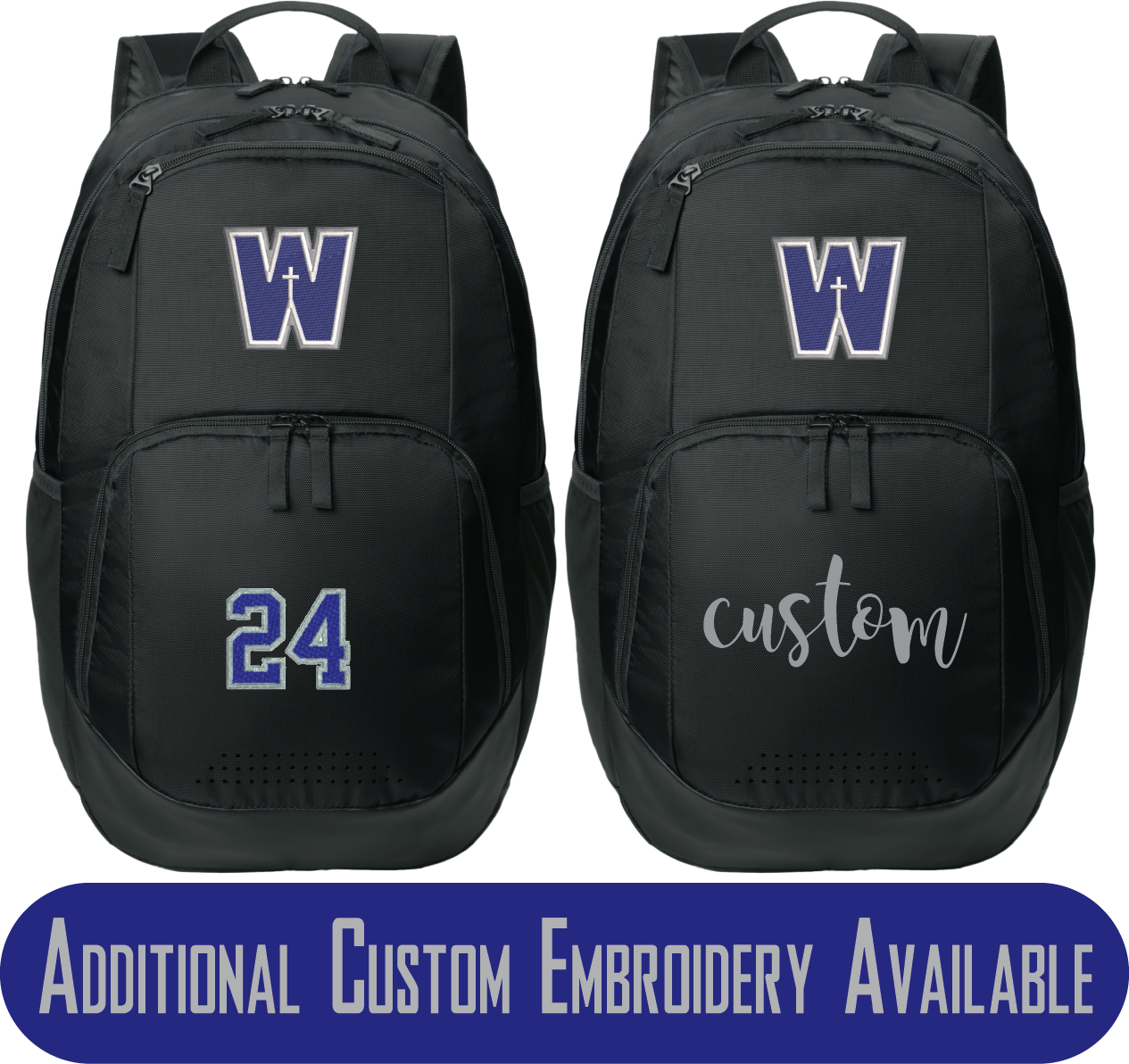 Wesleyan Logo Embroidered Sport-Tex Rec Black Backpack (BST200)