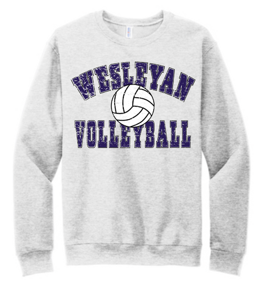 Wesleyan Volleyball Distressed Texture Crewneck Sweatshirt