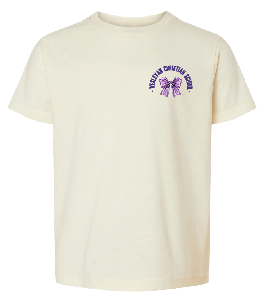 Cheer Bow Youth Size Natural Color - Tultex 235 T-shirt