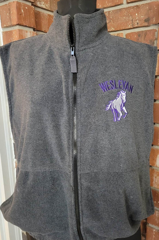 Fleece Vest With Embroidered Mustang