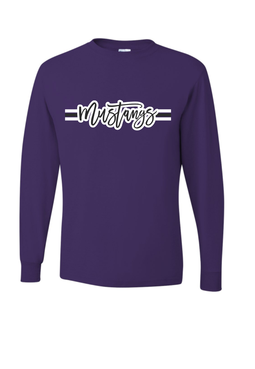 Long Sleeve T-shirt with Mustangs Logo - Youth and Adult sizes